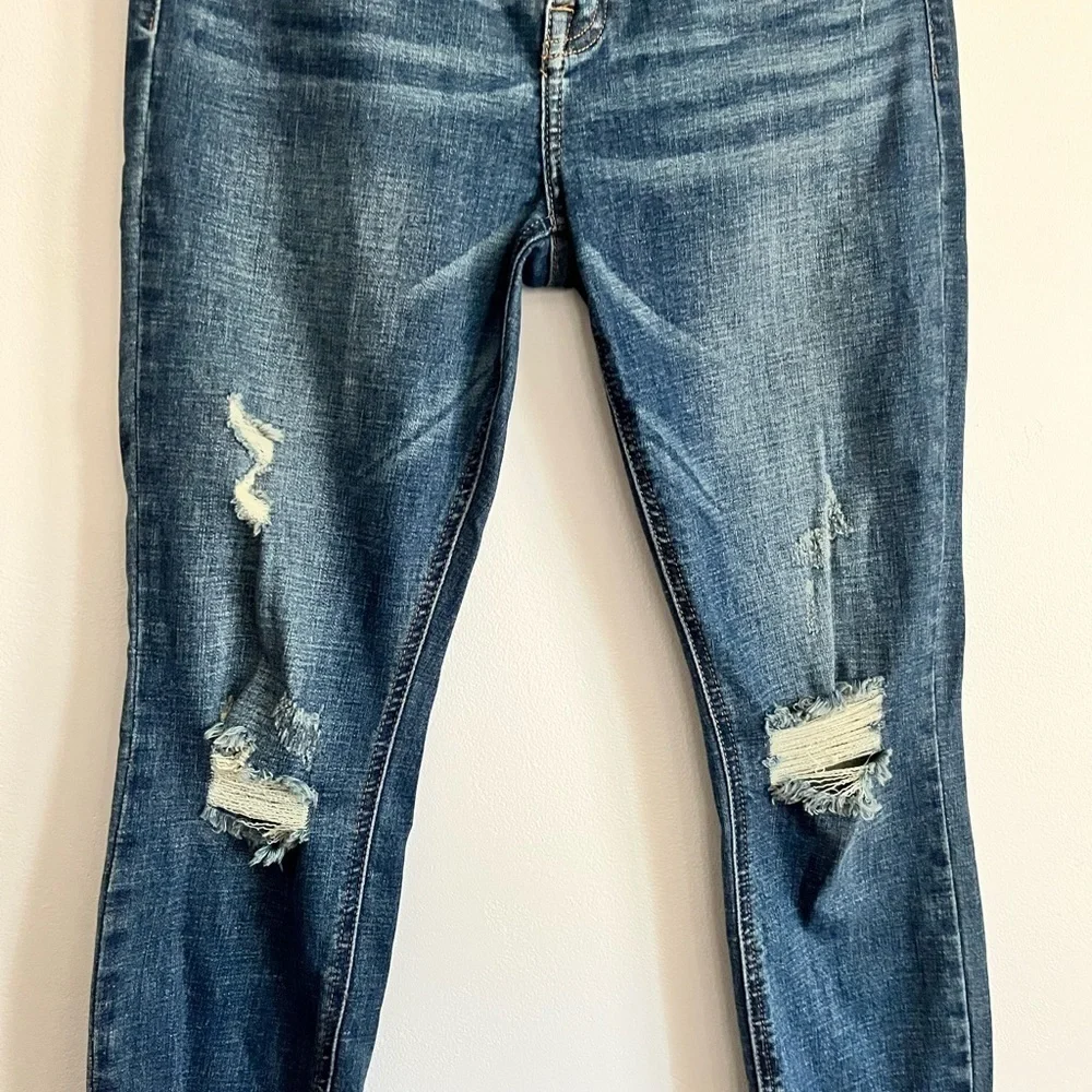 Pistola Distressed Mid Rise Skinny Ankle Cropped Jeans